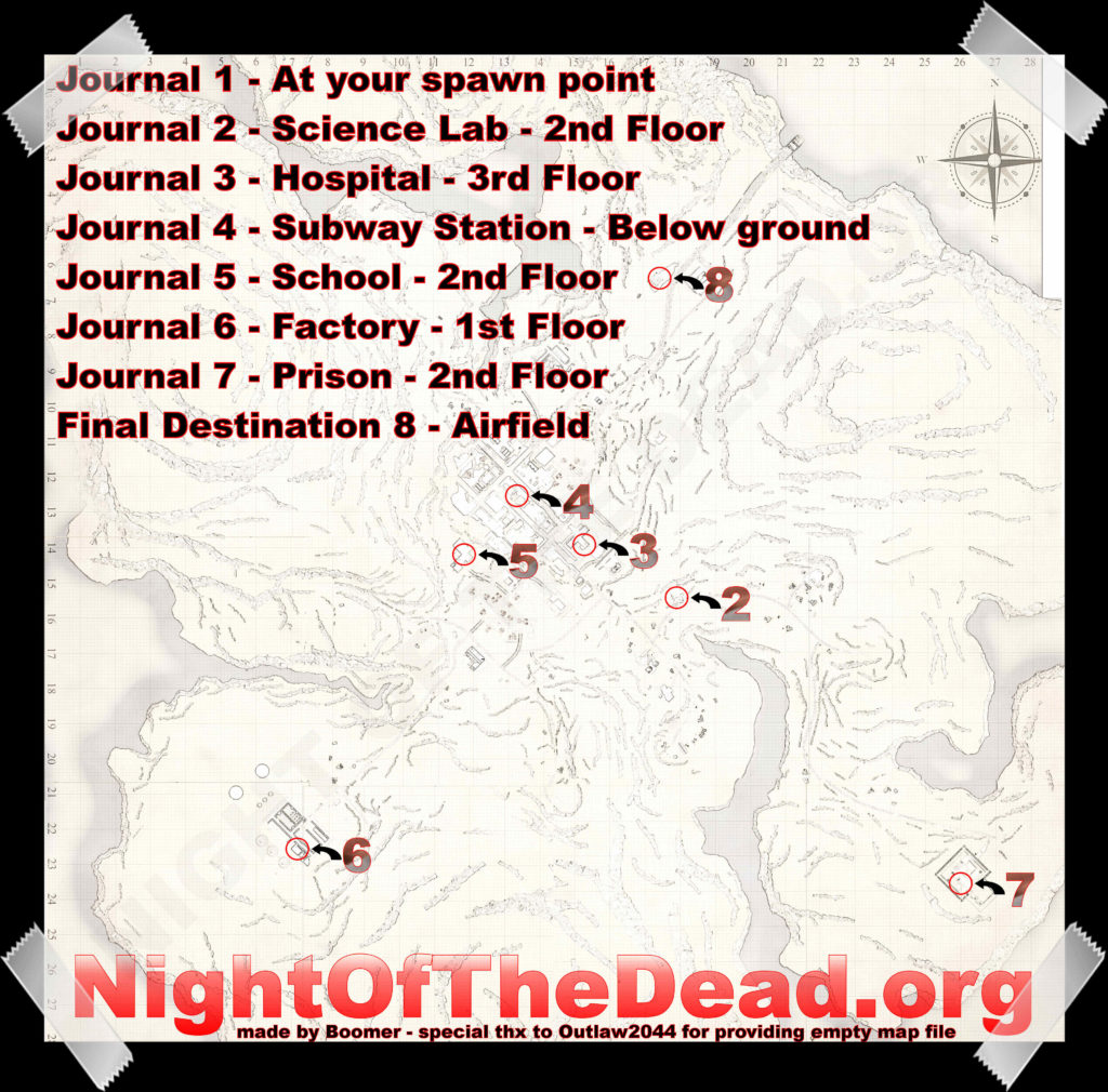 Journal Spawn Points Night of the Dead Game